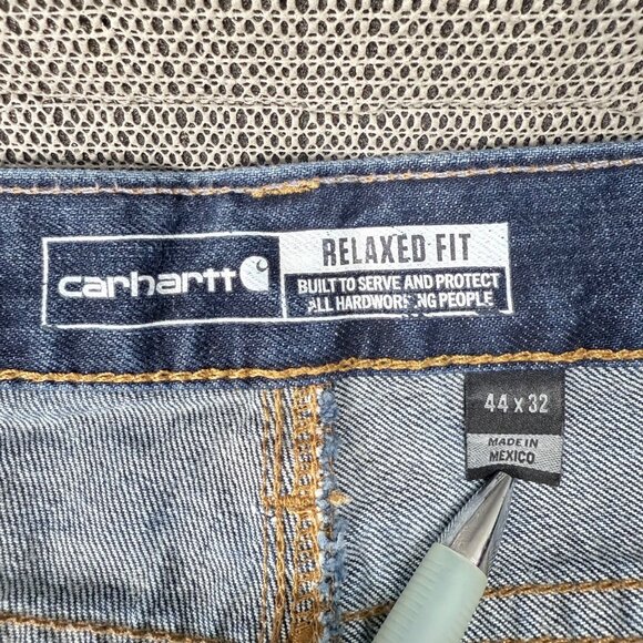 Carhartt Mens Size 44x32 Blue Relaxed Fit Denim Jeans Durable Workwear - Picture 4 of 9